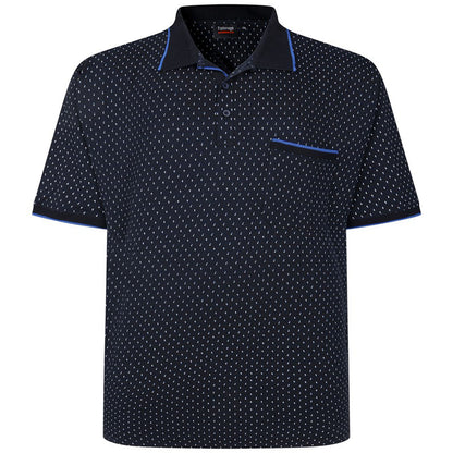 Espionage Plus Size P228 All Over Geometric Print Polo Navy