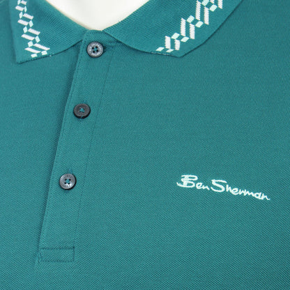 Ben Sherman Plus Size Collar Interest Polo Teal