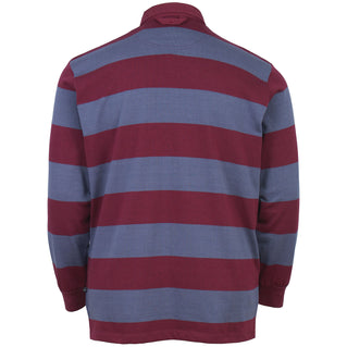 Kam Jeans Plus Size Kbs5535 Stripe Rugby Long Sleeve Polo Vintage Indigo
