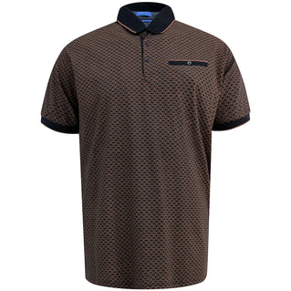 D555 Plus Size Worksop Jacquard Trim Aop Polo Black