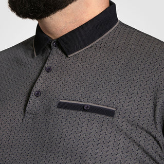 D555 Plus Size Scarborough Jacquard Trim Aop Polo Navy