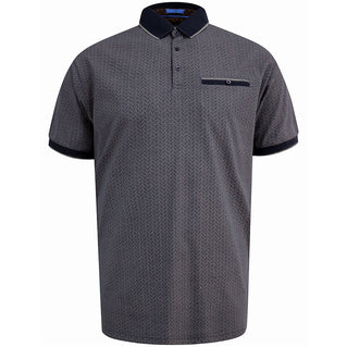 D555 Plus Size Scarborough Jacquard Trim Aop Polo Navy