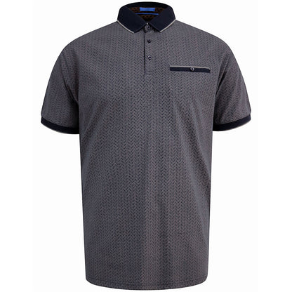 D555 Plus Size Scarborough Jacquard Trim Aop Polo Navy