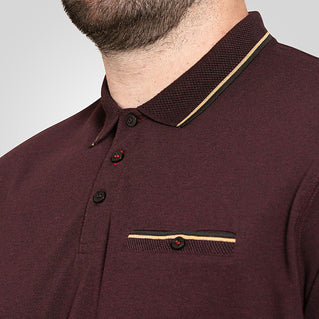 D555 Plus Size Redditch Jacquard Trim Polo Burgundy