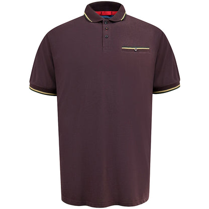 D555 Plus Size Redditch Jacquard Trim Polo Burgundy