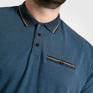 D555 Plus Size Redditch Jacquard Trim Polo Blue