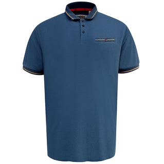 D555 Plus Size Redditch Jacquard Trim Polo Blue