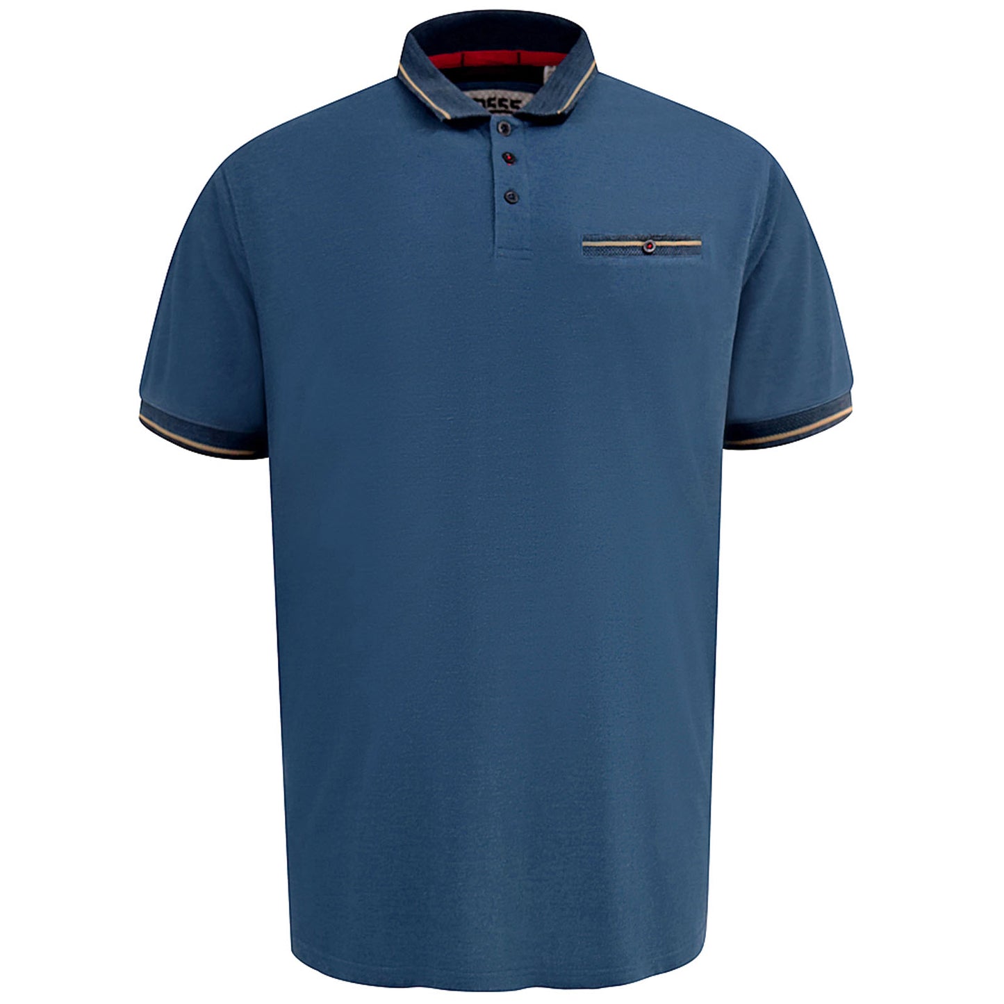 D555 Plus Size Redditch Jacquard Trim Polo Blue