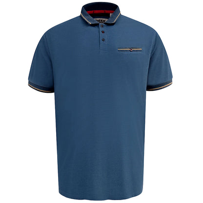 D555 Plus Size Redditch Jacquard Trim Polo Blue
