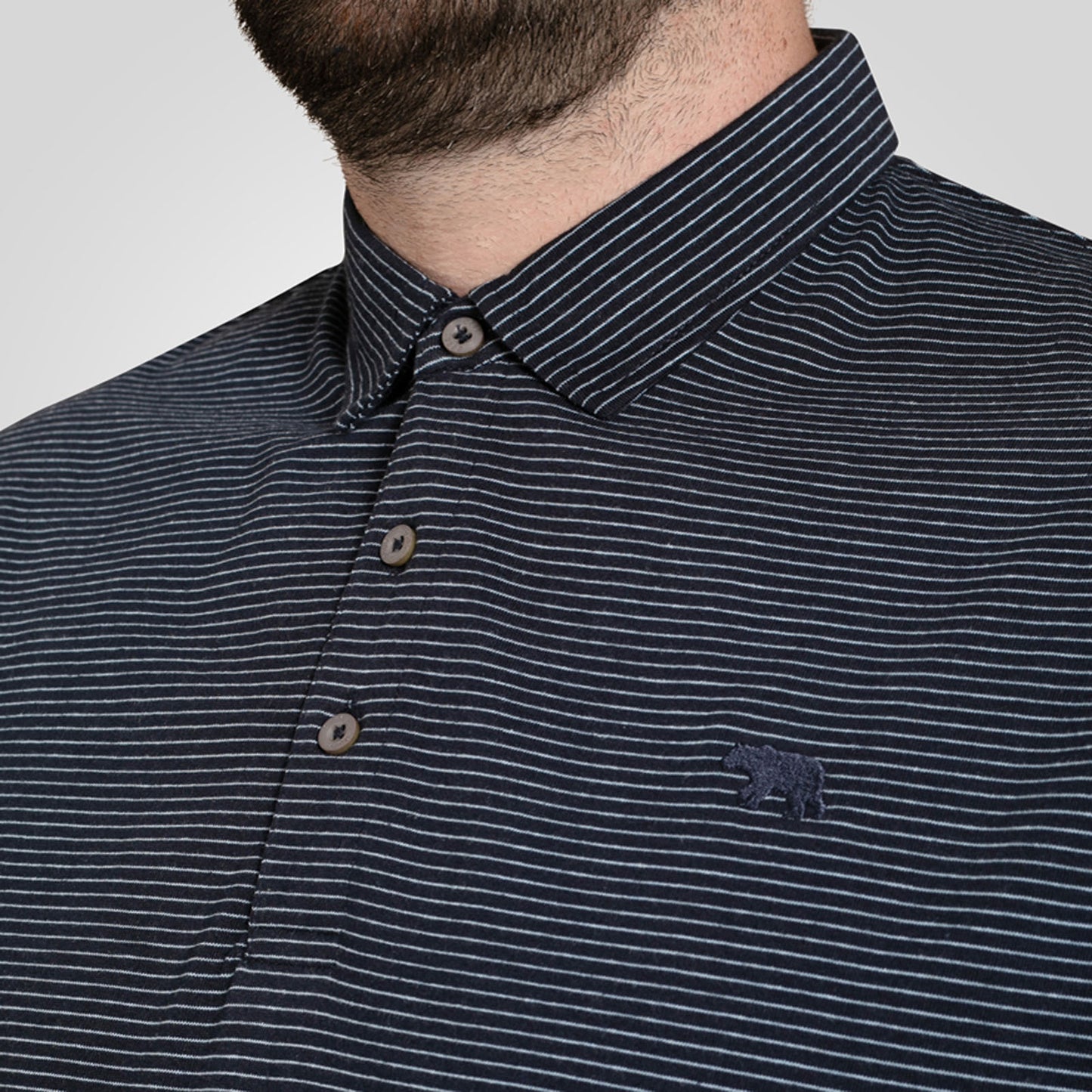 D555 Plus Size Scunthorpe Stripe Jersey Polo Navy
