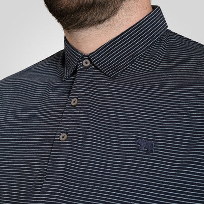 D555 Plus Size Scunthorpe Stripe Jersey Polo Navy