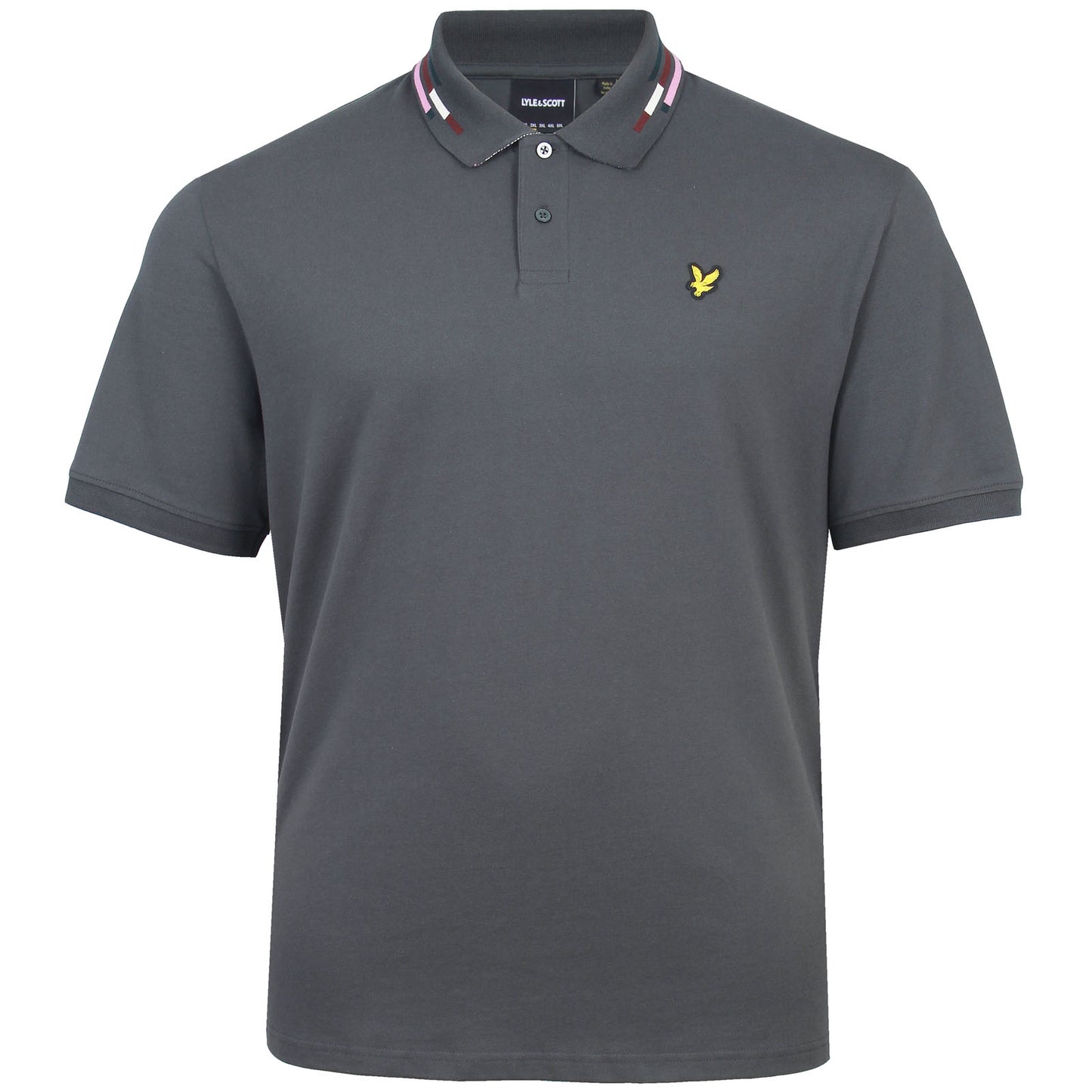 Lyle & Scott Plus Size Striped Tipped Polo Gunmetal