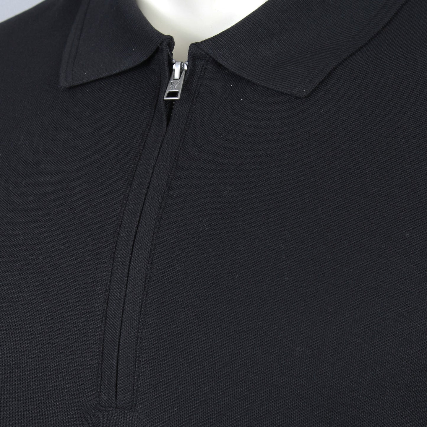 Lyle & Scott Plus Size Ottoman Half Zip Polo Shirt Jet Black