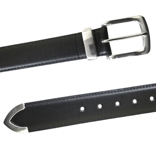 D555 Plus Size Joeseph Metal Tip End Belt Black
