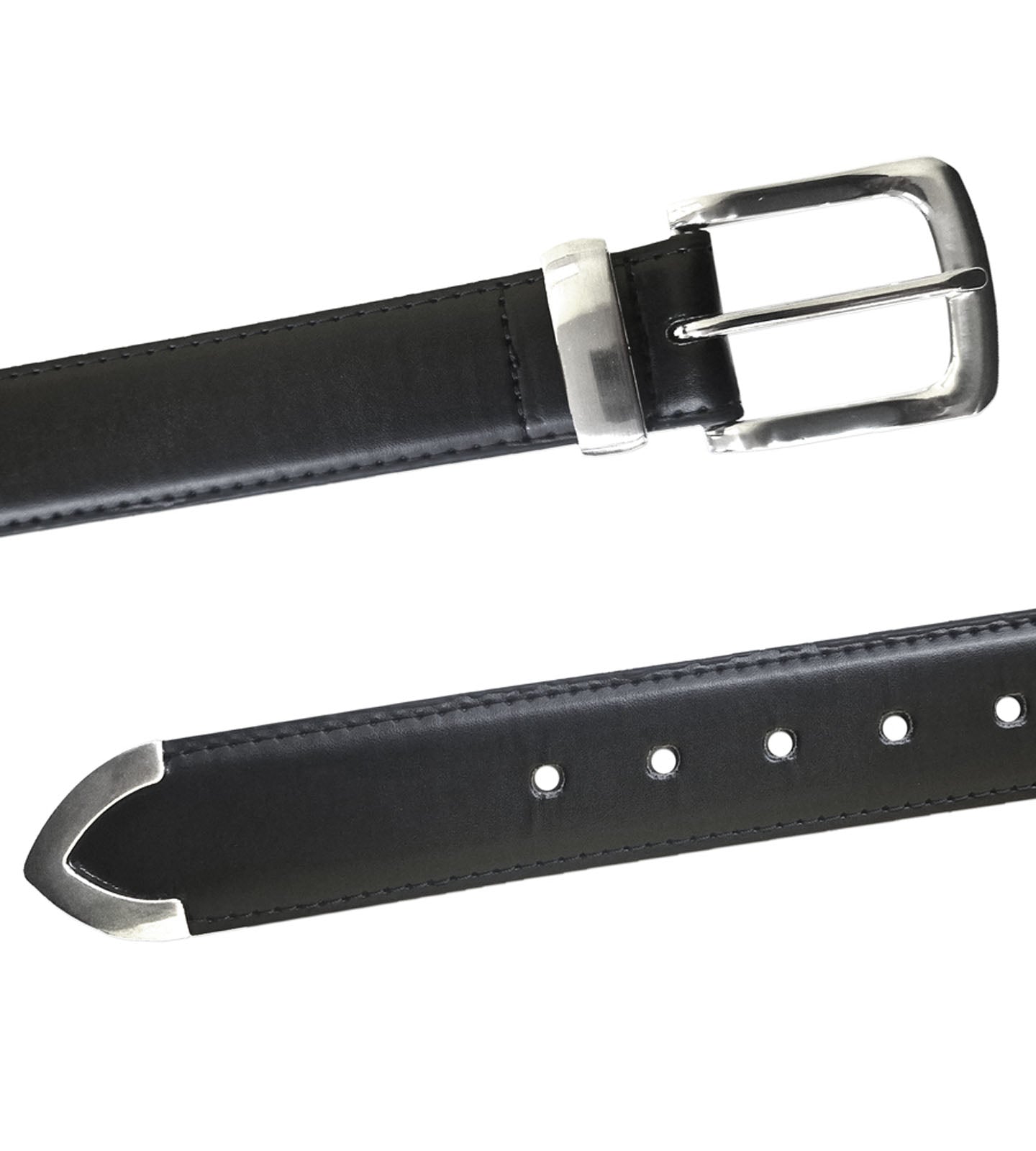 D555 Plus Size Metal Tip End Belt Black