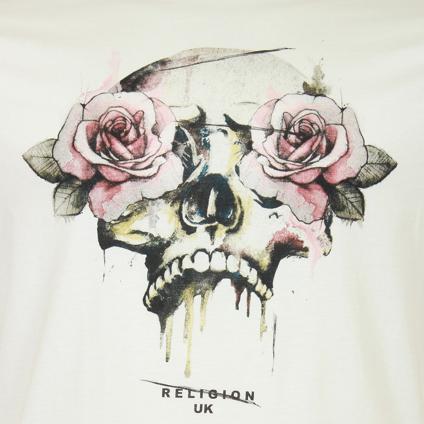 Religion Plus Size Rose Skull T-Shirt White