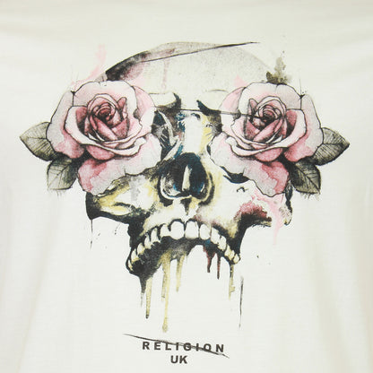 Religion Plus Size Rose Skull T-Shirt White