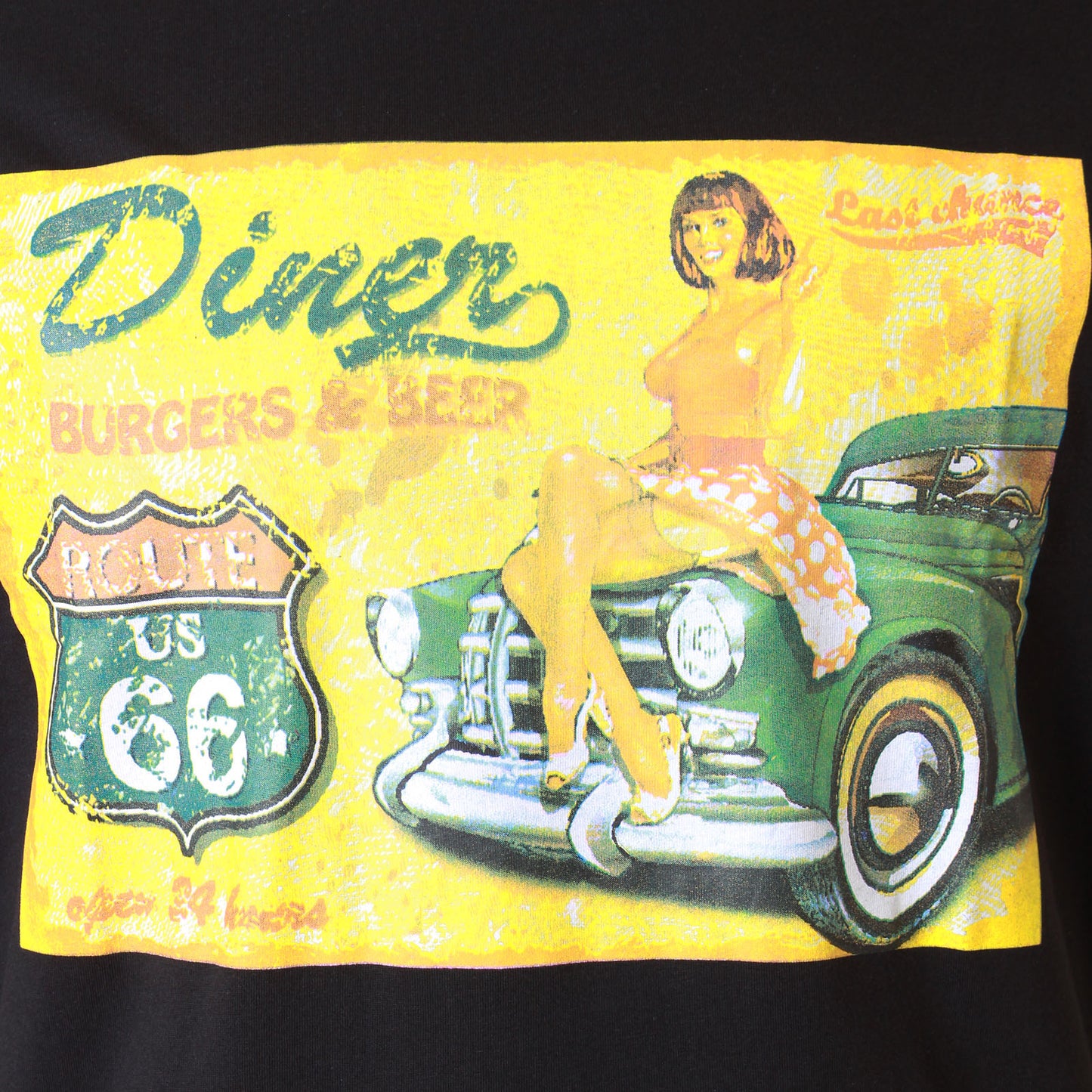 Kam Jeans Plus Size Distressed Diners T-Shirt Black