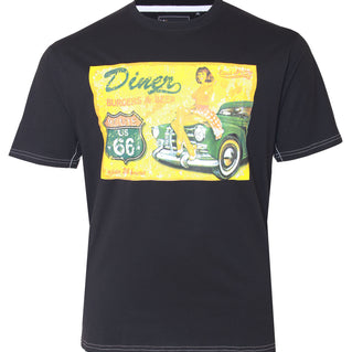 Kam Jeans Plus Size Distressed Diners T-Shirt Black
