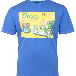 Kam Jeans Plus Size Distressed Diners T-Shirt Blue