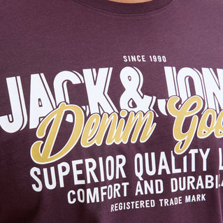 Jack & Jones Plus Size Logo O-Neck Aw25 T-Shit Plum Perfect