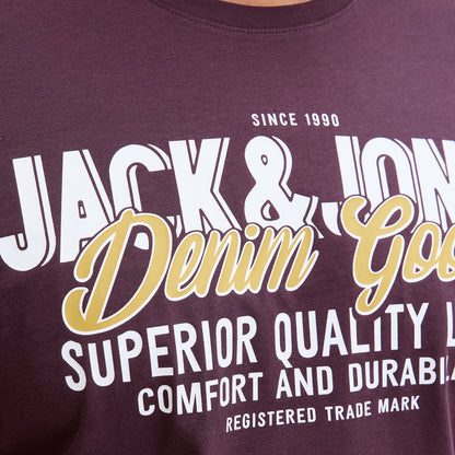 Jack & Jones Plus Size Logo O-Neck Aw25 T-Shit Plum Perfect