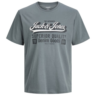 Jack & Jones Plus Size Logo O-Neck Aw25 T-Shirt Stormy Weather