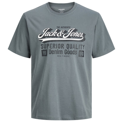 Jack & Jones Plus Size Logo O-Neck Aw25 T-Shit Stormy Weather