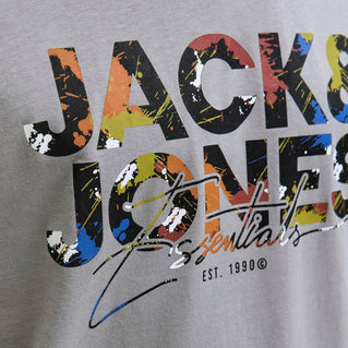 Jack & Jones Plus Size Geplas Paint Splat T-Shirt Ultimate Grey