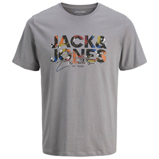 Jack & Jones Plus Size Geplas Paint Splat T-Shirt Ultimate Grey
