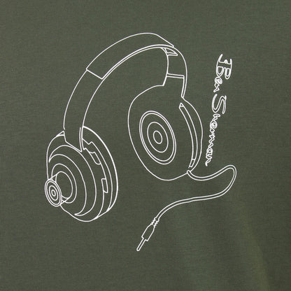 Ben Sherman Plus Size Headphones T-Shirt Khaki