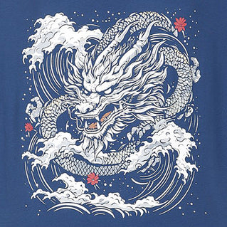 Espionage Plus Size T438 Dragon T-Shirt Dark Blue