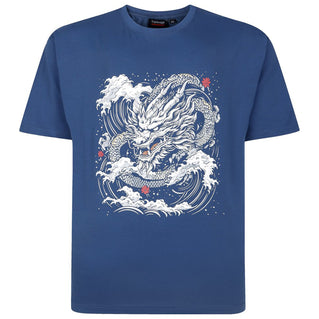 Espionage Plus Size T438 Dragon T-Shirt Dark Blue
