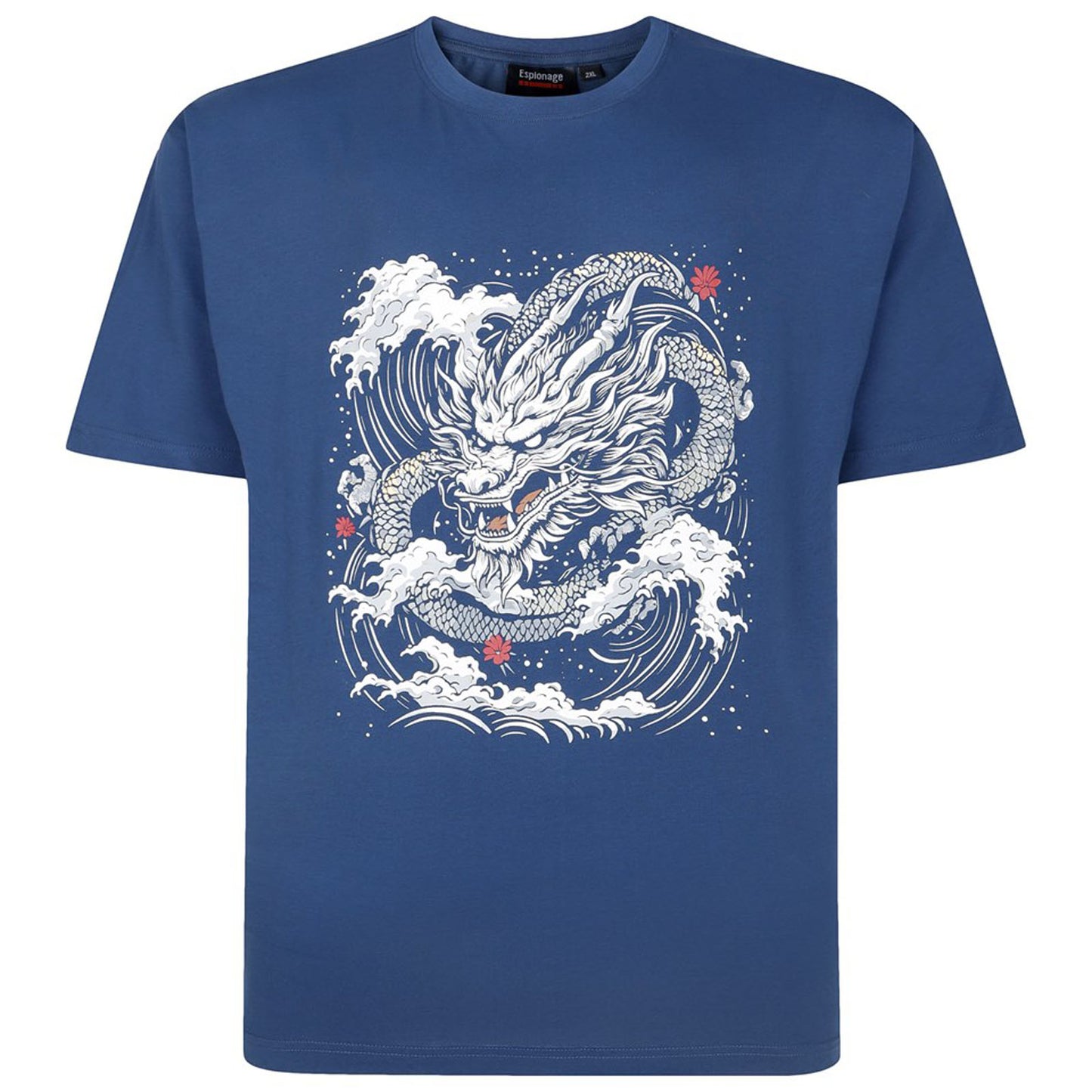 Espionage Plus Size T438 Dragon T-Shirt Dark Blue