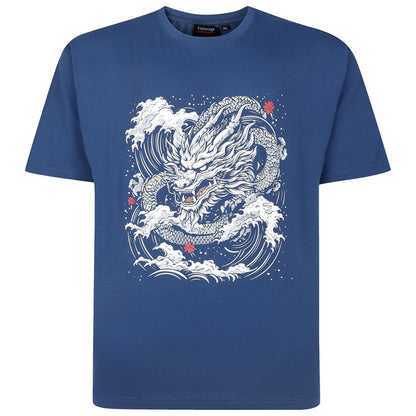 Espionage Plus Size T438 Dragon T-Shirt Dark Blue