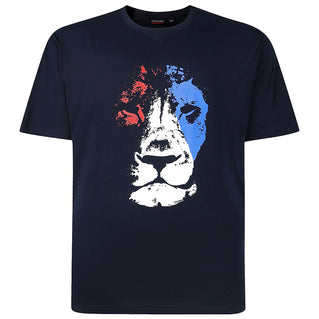 Espionage Plus Size T440 Abstract Lion T-Shirt Navy
