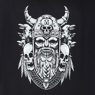 Espionage Plus Size T441 Viking Skull T-Shirt Black