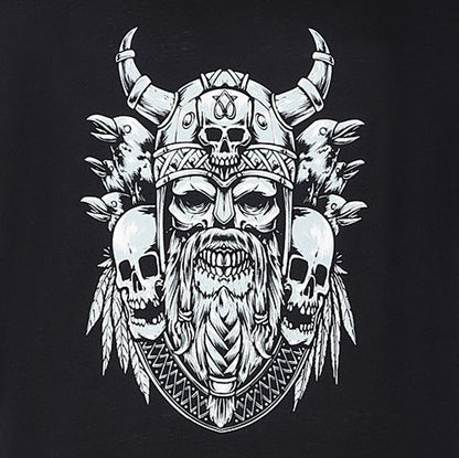 Espionage Plus Size T441 Viking Skull T-Shirt Black
