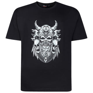 Espionage Plus Size T441 Viking Skull T-Shirt Black