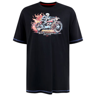 D555 Plus Size Dewsbury Skeleton Bike T-Shirt Black