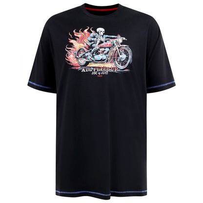 D555 Plus Size Dewsbury Skeleton Bike T-Shirt Black