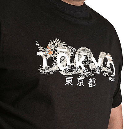 D555 Plus Size Ginza Tokyo Dragon T-Shirt Black