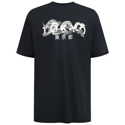 D555 Plus Size Ginza Tokyo Dragon T-Shirt Black