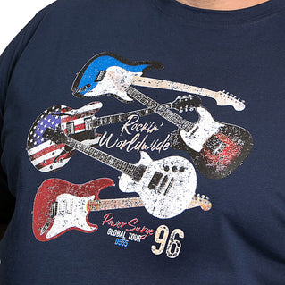 D555 Plus Size Liverpool Guitar T-Shirt Navy