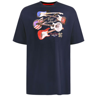 D555 Plus Size Liverpool Guitar T-Shirt Navy