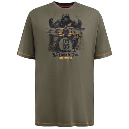 D555 Plus Size Stockton Gorilla Drums T-Shirt Khaki