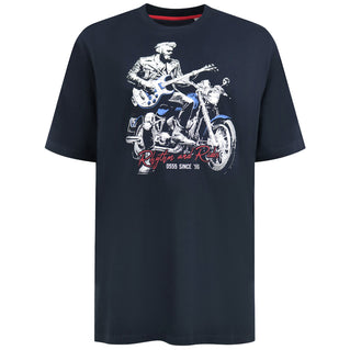 D555 Plus Size Derby Rhythm & Rides T-Shirt Dark Navy