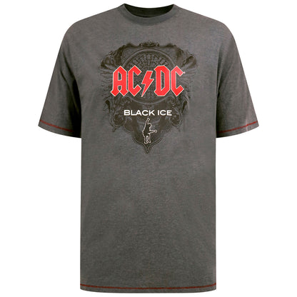 D555 Plus Size Clydebank Ac/Dc Black Ice T-Shirt Charcoal Marl