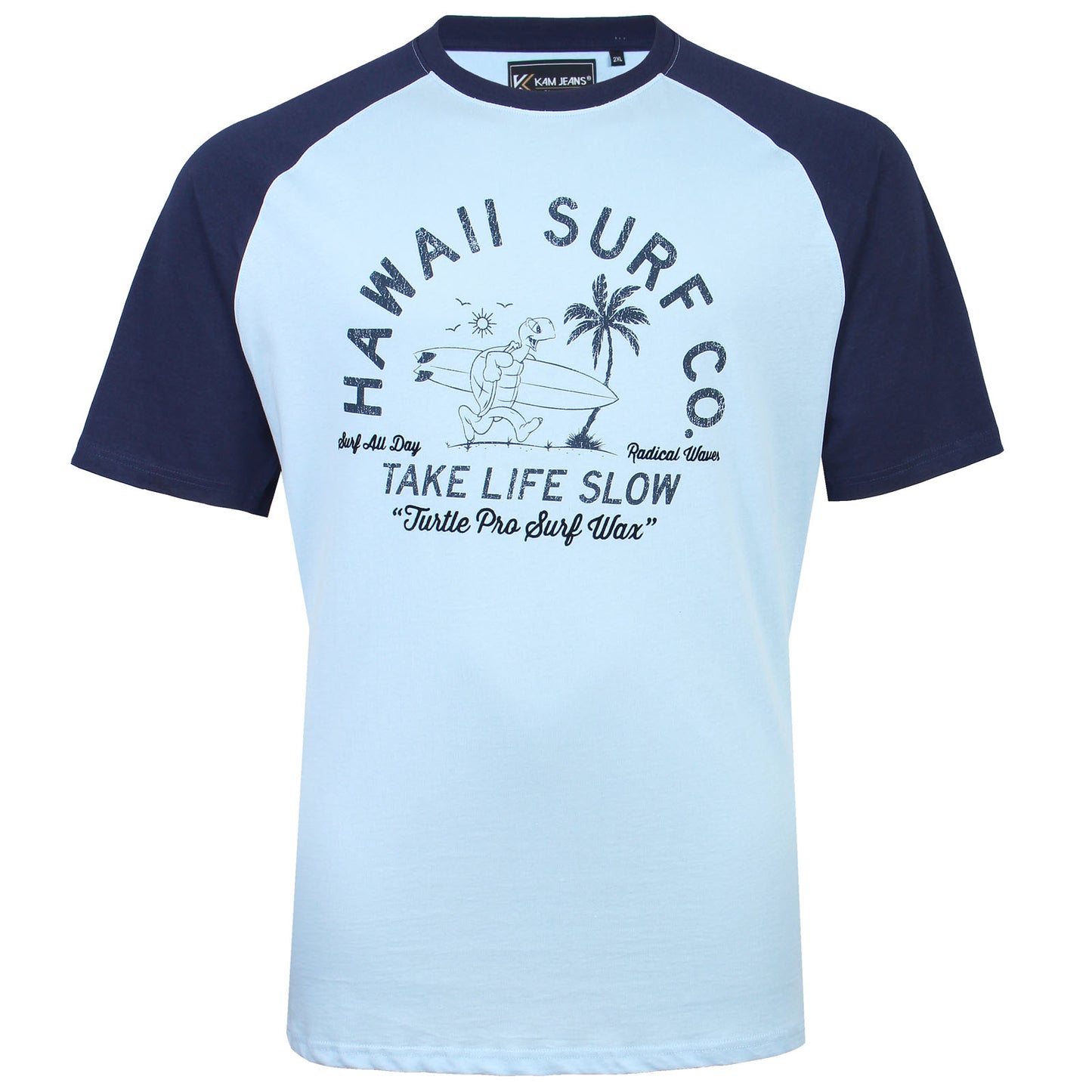 Kam Jeans Plus Size Hawaii Surf Turtle T-Shirt Powder Blue