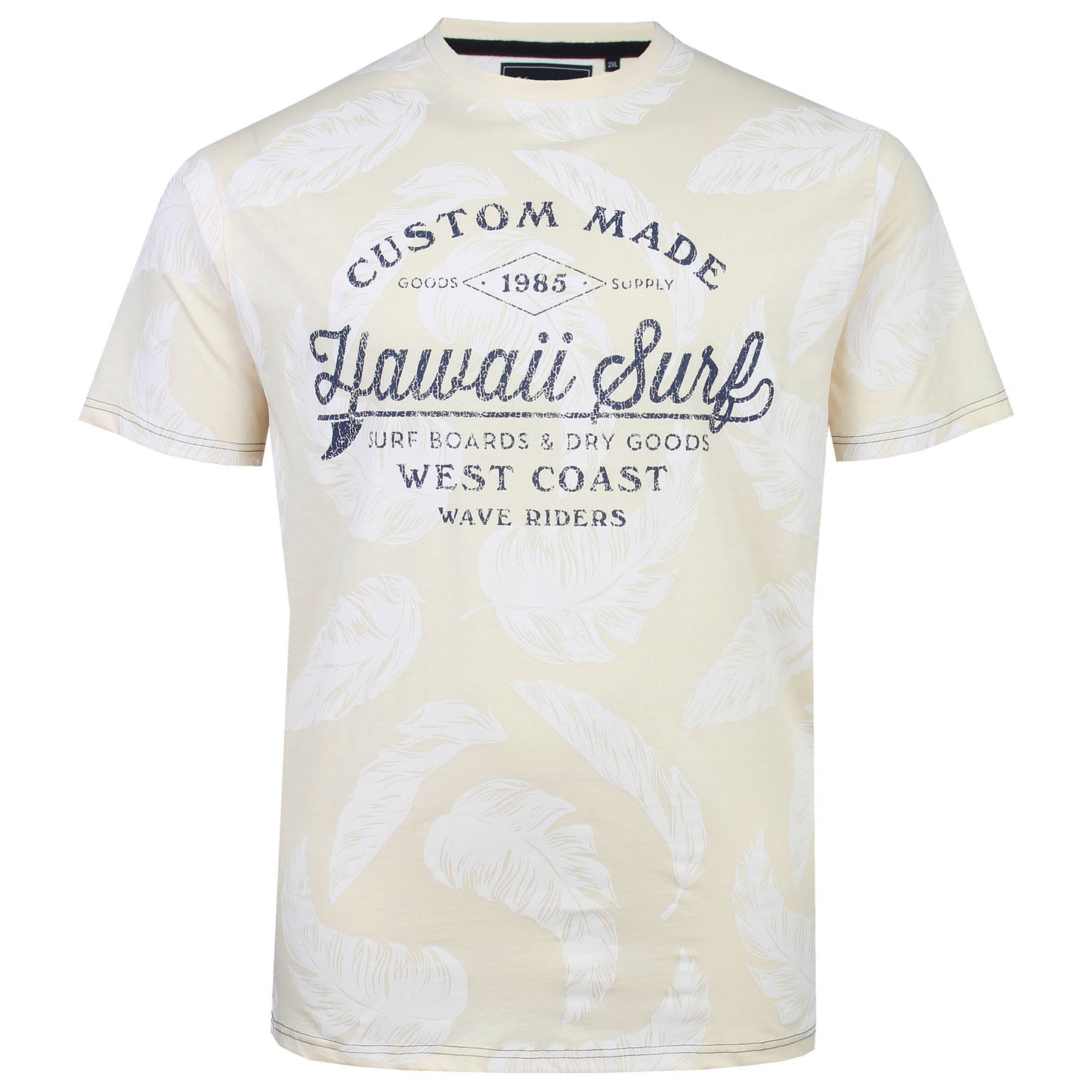 Kam Jeans Plus Size Hawaii Surf Leaf T-Shirt Stone